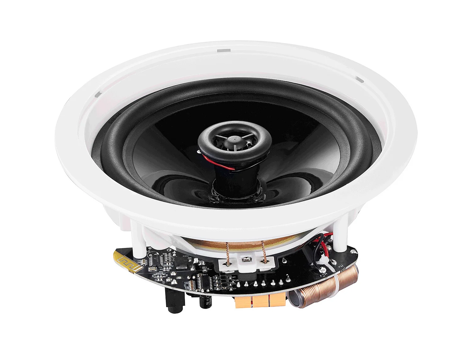 Haut-Parleurs de Plafond SucceBuy Lot de 4 Bluetooth 17cm 150 W à Montage Encastré dans le Mur, Système de Haut-Parleurs Encastrés au Plafond et au Mur