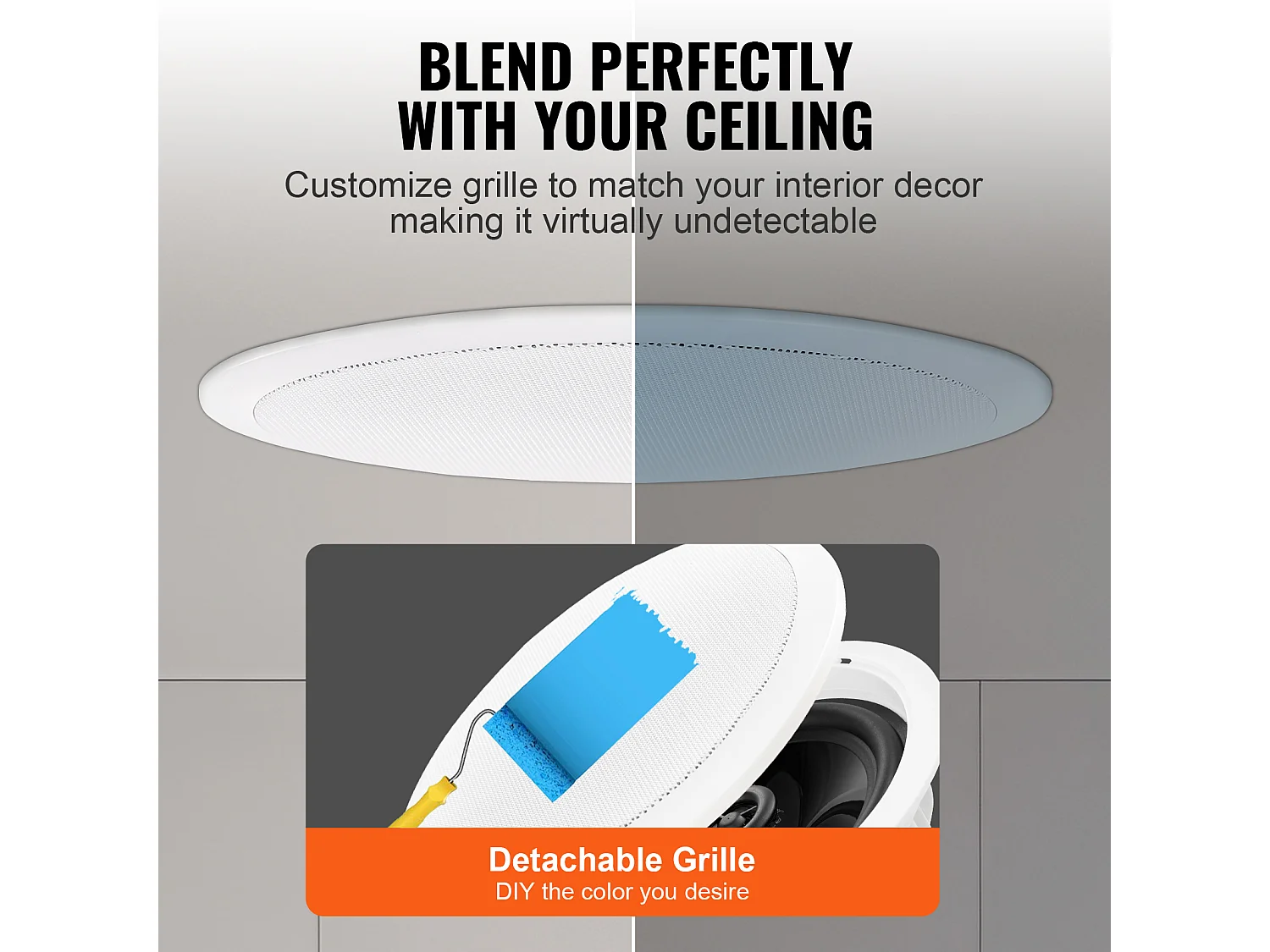 Bluetooth Plafondluidsprekers SucceBuy 17cm 150W, Inbouwmontage, Inbouwsysteem voor Plafond en Muur