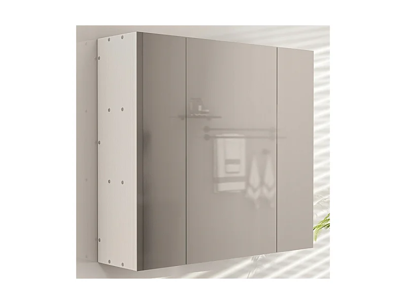 Armario de baño suspendido con espejo de tres paneles, estilo loft moderno