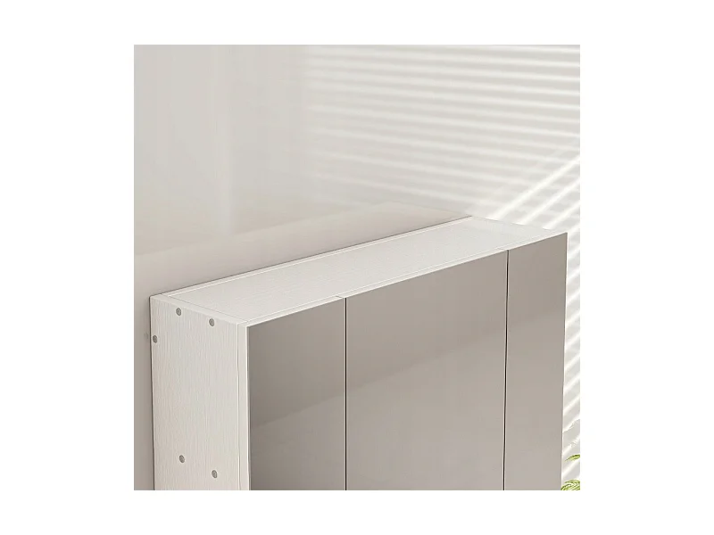 Armario de baño suspendido con espejo de tres paneles, estilo loft moderno