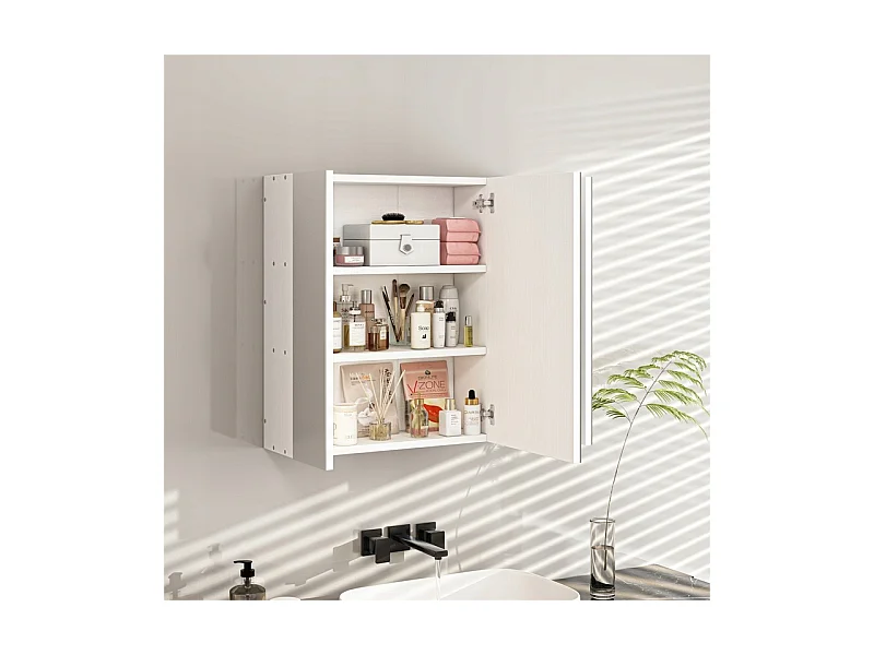 Armario de baño suspendido con espejo de tres paneles, estilo loft moderno