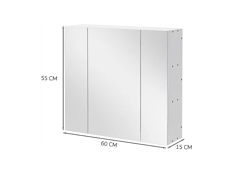 Armario de baño suspendido con espejo de tres paneles, estilo loft moderno