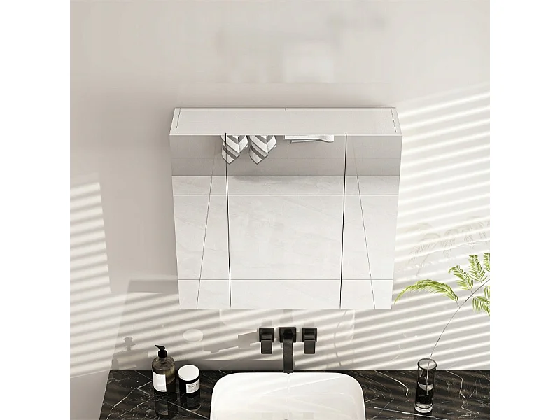 Hängender Badezimmerschrank mit dreiteiligem Spiegel, moderner Loft-Stil