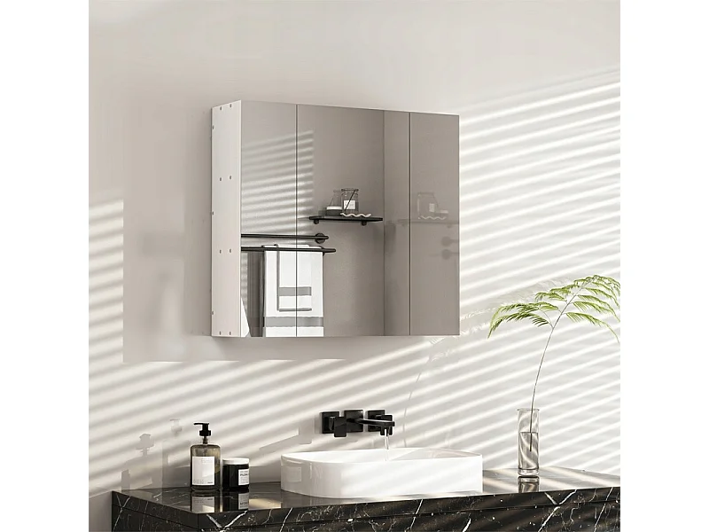 Hängender Badezimmerschrank mit dreiteiligem Spiegel, moderner Loft-Stil