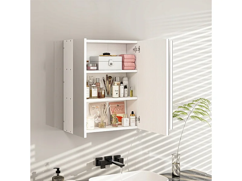 Hängender Badezimmerschrank mit dreiteiligem Spiegel, moderner Loft-Stil