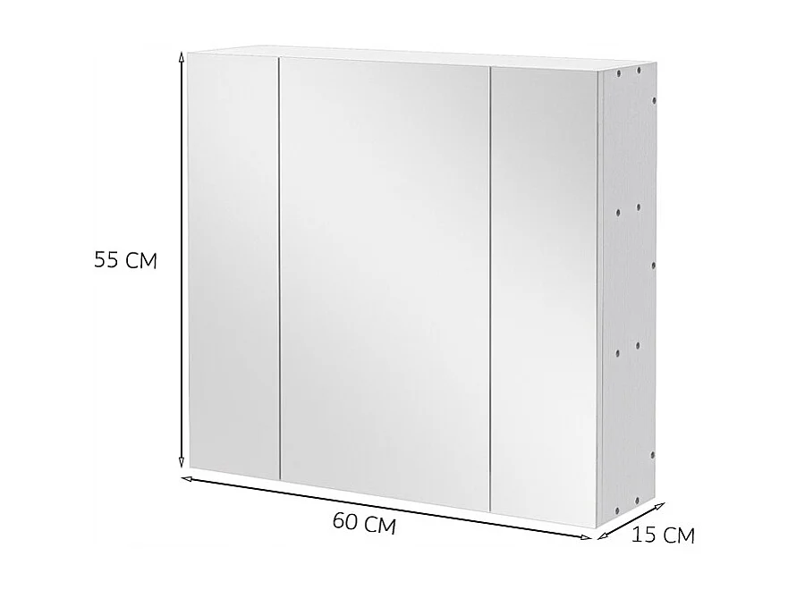 Hängender Badezimmerschrank mit dreiteiligem Spiegel, moderner Loft-Stil