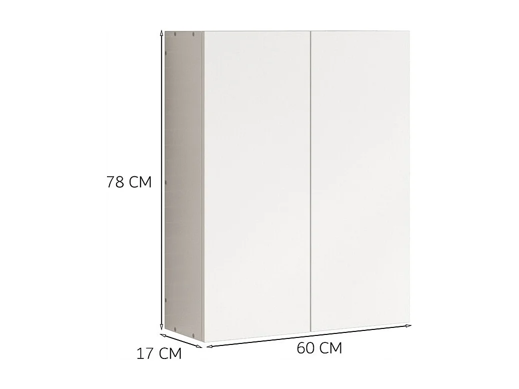 Hängender Badezimmerschrank, weiß, 2-türig, modern, Wandmontage, 3 Einlegeböden, 60 cm