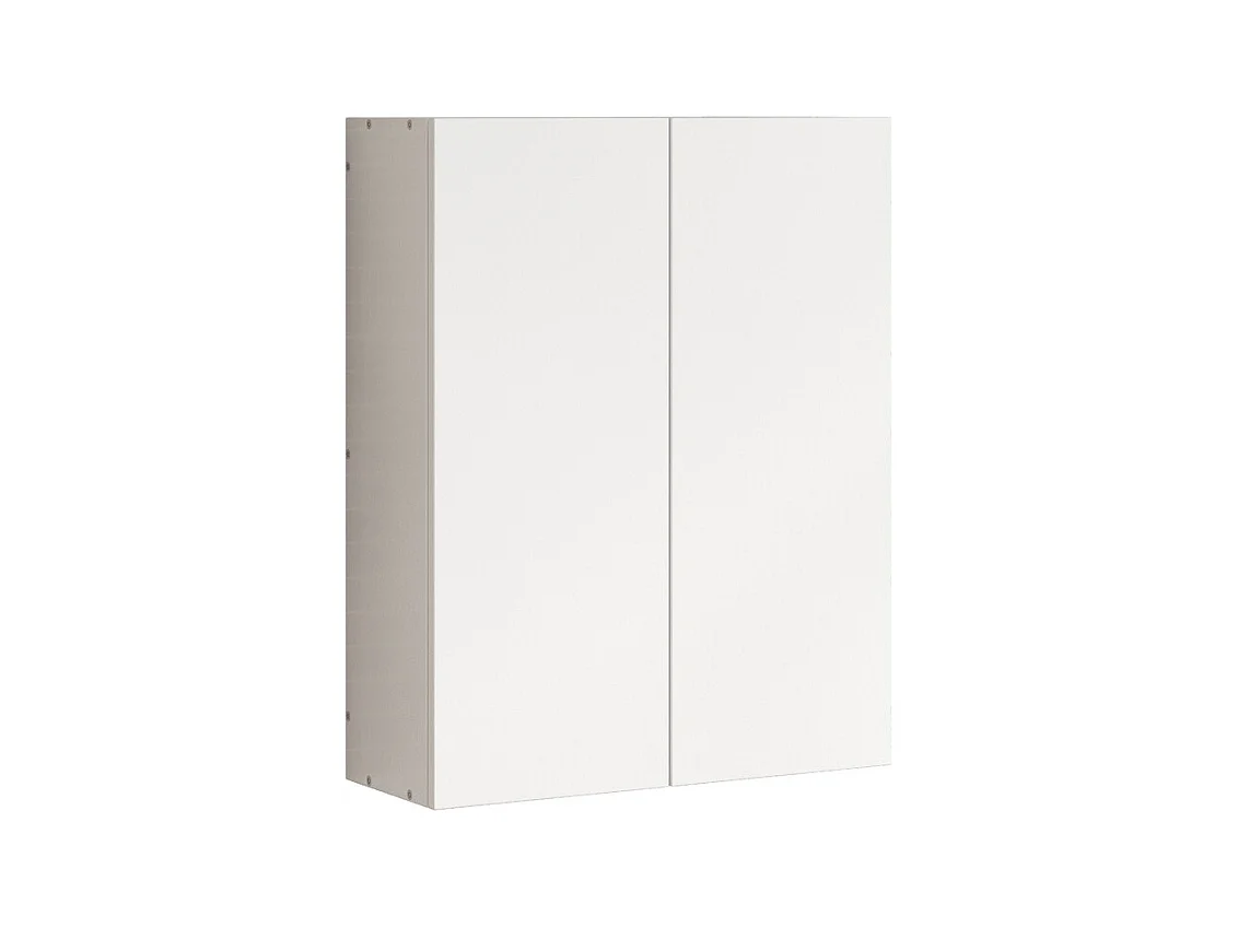 Armoire de salle de bain suspendue blanche à 2 portes, moderne, murale, 3 étagères, 60 cm