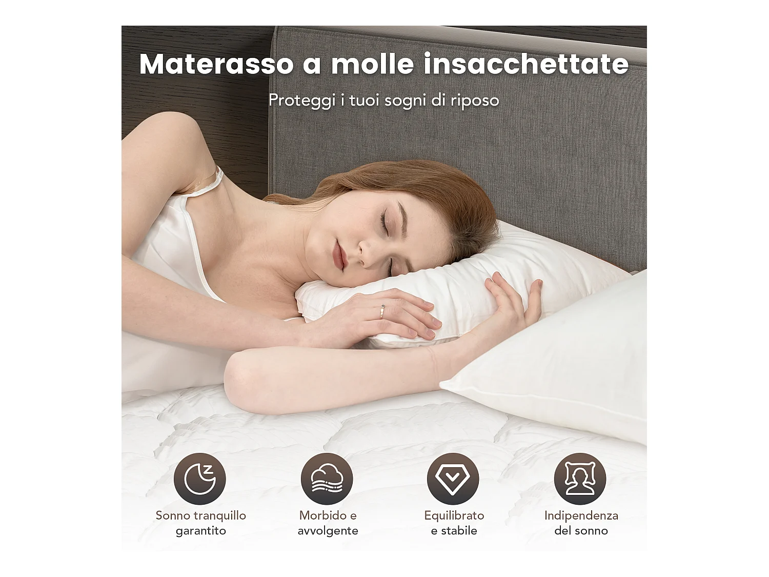 HOMAVO materasso a molle 90x200 cm, spessore 25 cm, 7 zone di comfort, rigidità media H3, certificato OEKO-TEX