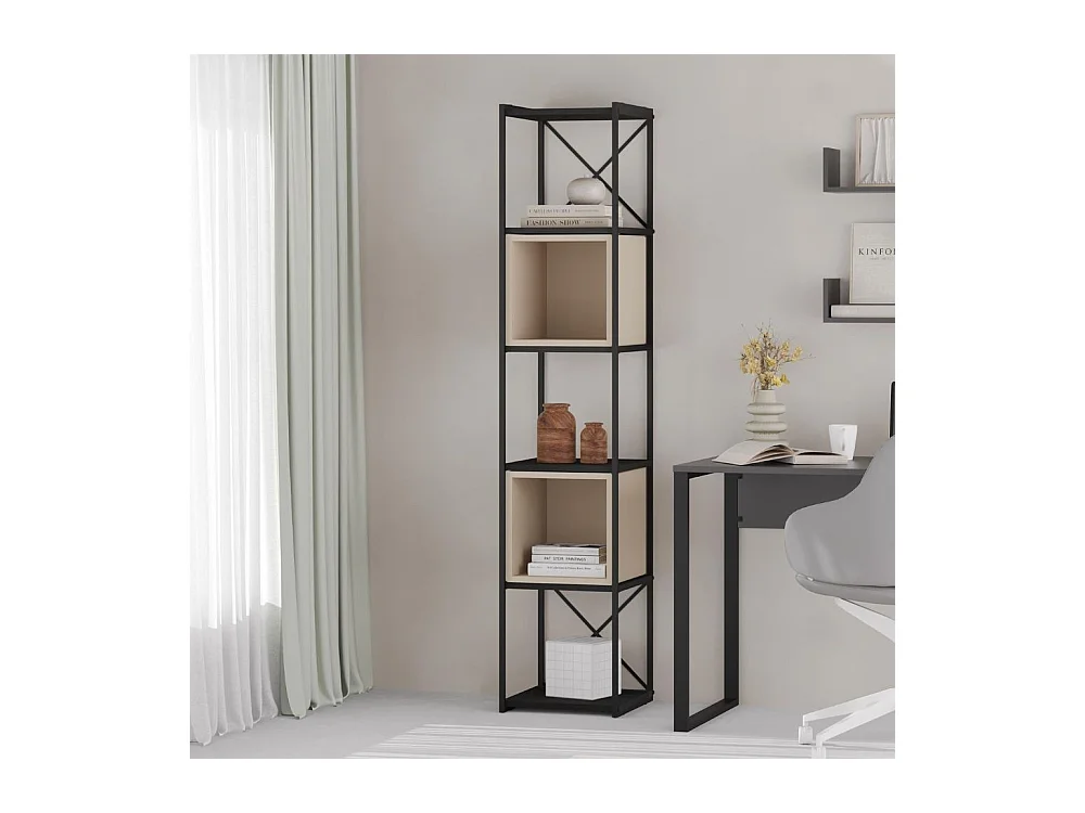 Libreria Vale Mini struttura in metallo nero e cubotti colore cashmere 36.2x39x179H – Geometria e stile industriale