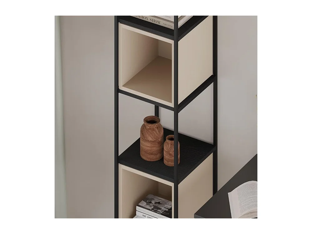 Libreria Vale Mini struttura in metallo nero e cubotti colore cashmere 36.2x39x179H – Geometria e stile industriale