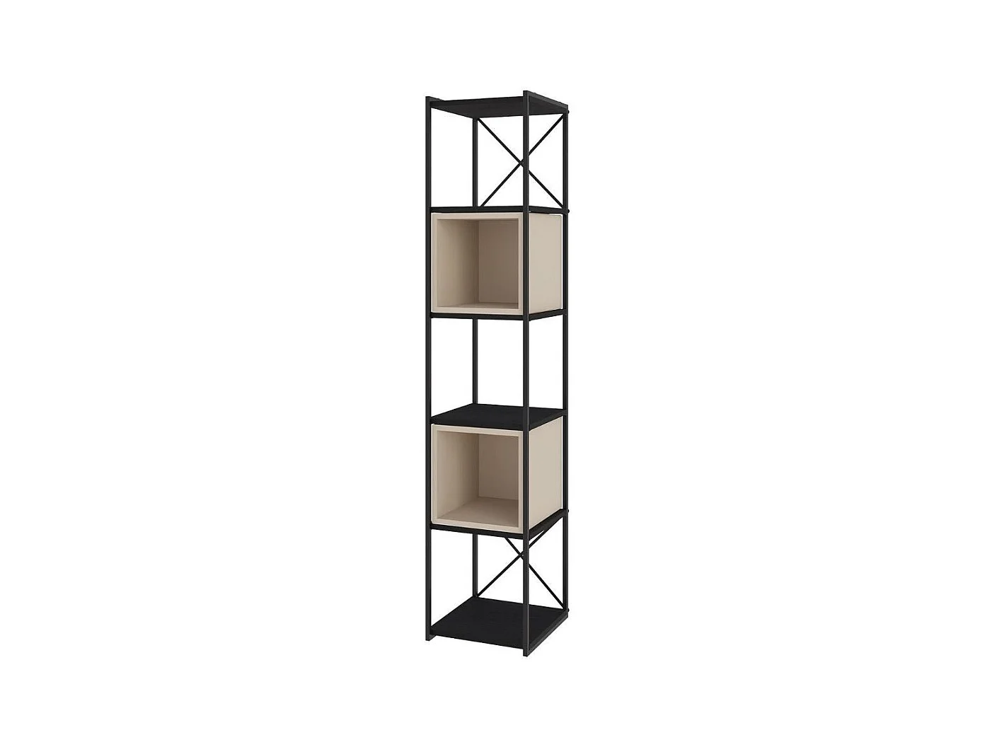 Libreria Vale Mini struttura in metallo nero e cubotti colore cashmere 36.2x39x179H – Geometria e stile industriale