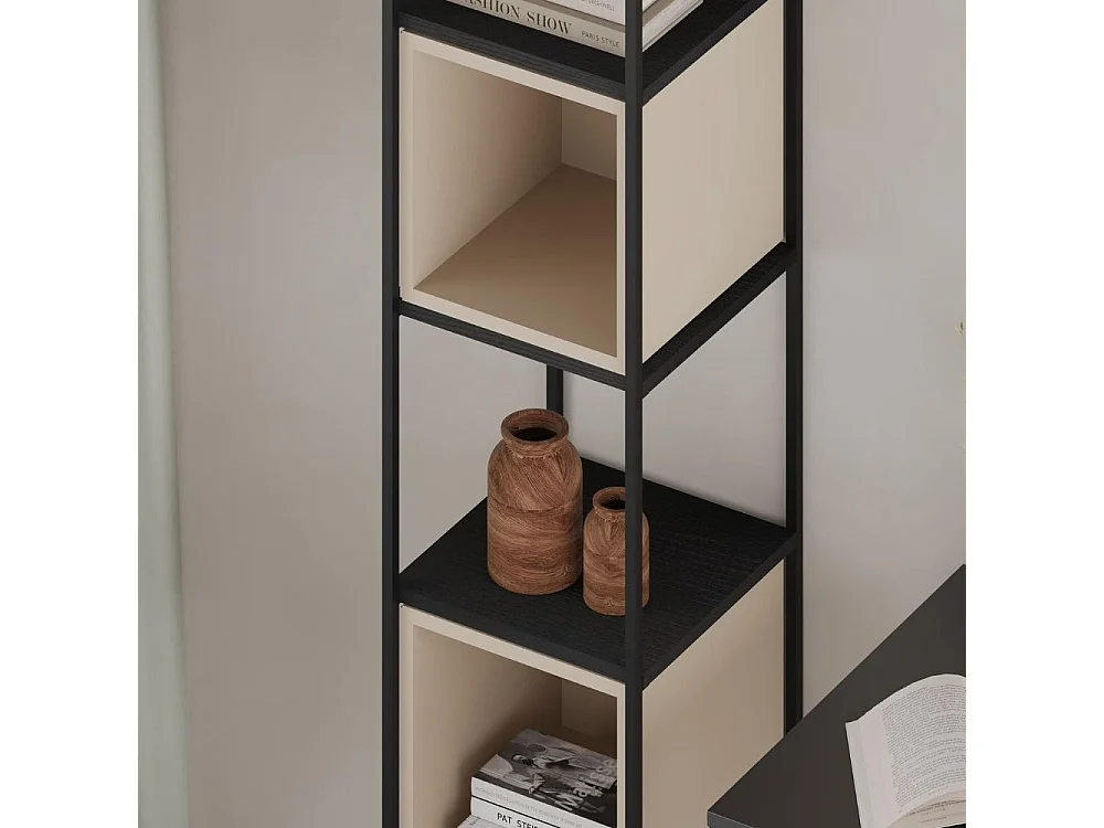 Libreria Vale Mini struttura in metallo nero e cubotti colore cashmere 36.2x39x179H – Geometria e stile industriale