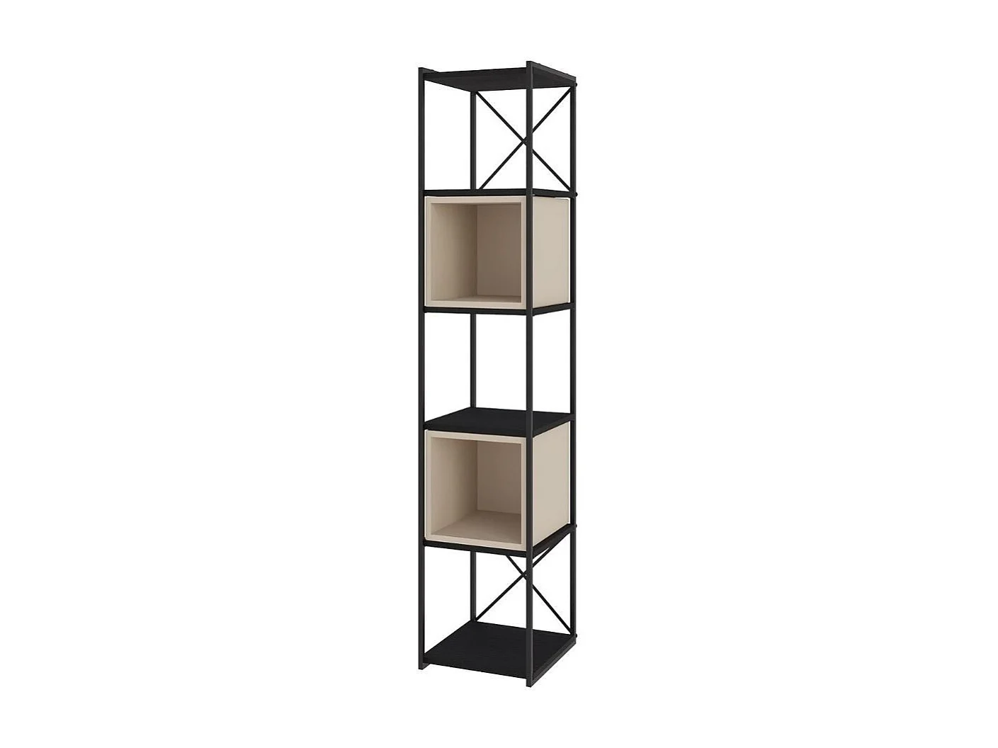 Libreria Vale Mini struttura in metallo nero e cubotti colore cashmere 36.2x39x179H – Geometria e stile industriale