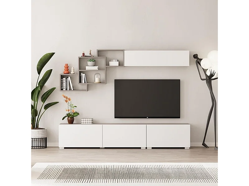 Parete attrezzata colore bianco e tortora Free 210x35x39H