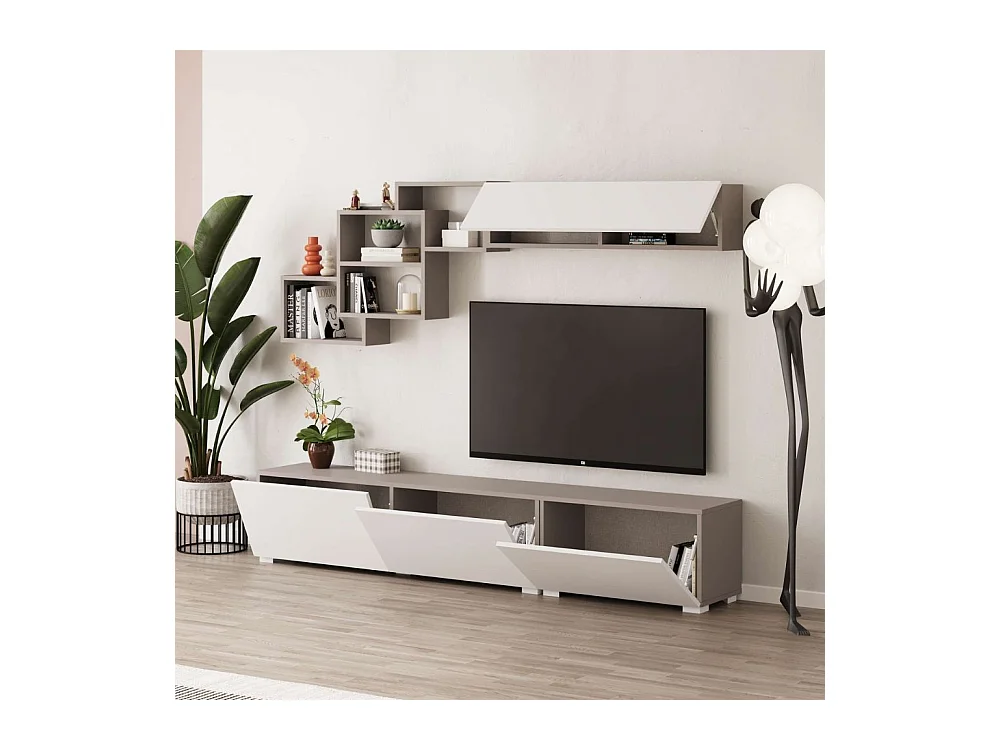 Parete attrezzata colore bianco e tortora Free 210x35x39H