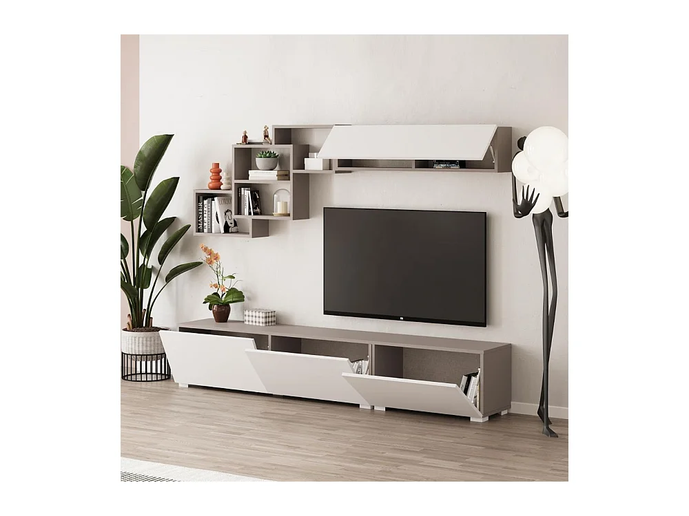 Parete attrezzata colore bianco e tortora Free 210x35x39H