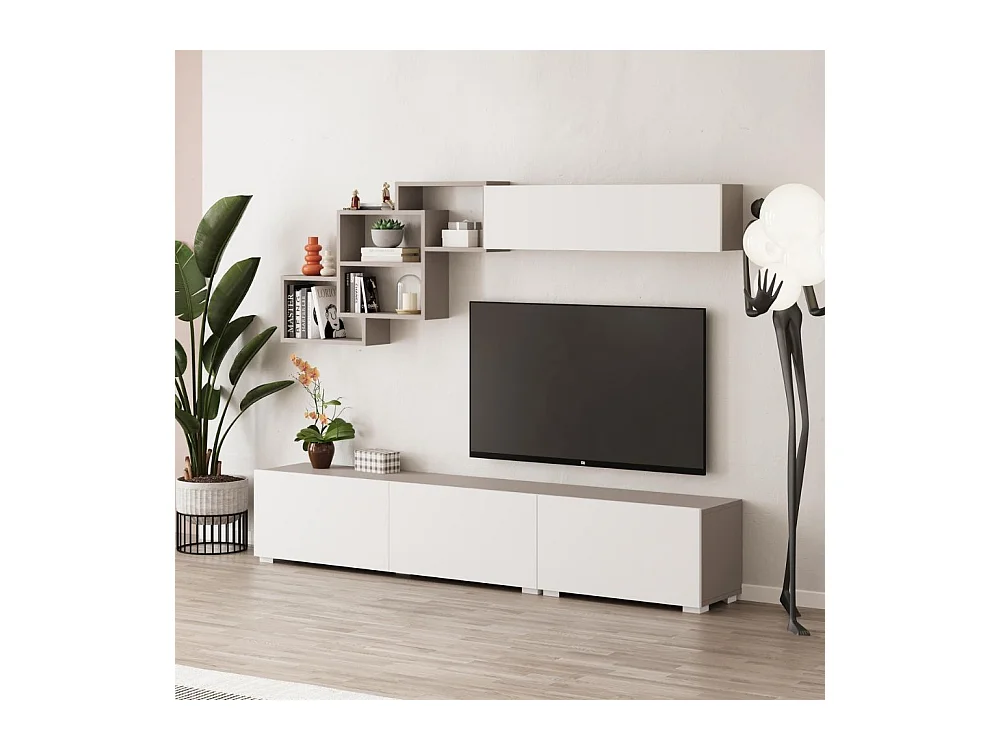 Parete attrezzata colore bianco e tortora Free 210x35x39H