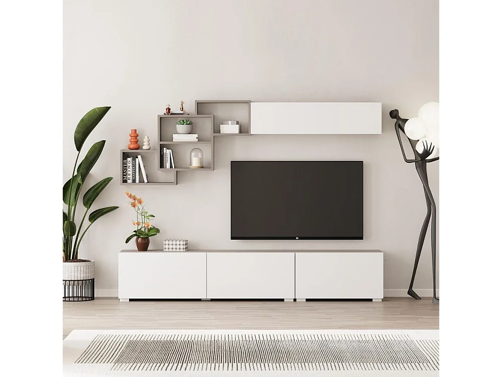 Parete attrezzata colore bianco e tortora Free 210x35x39H