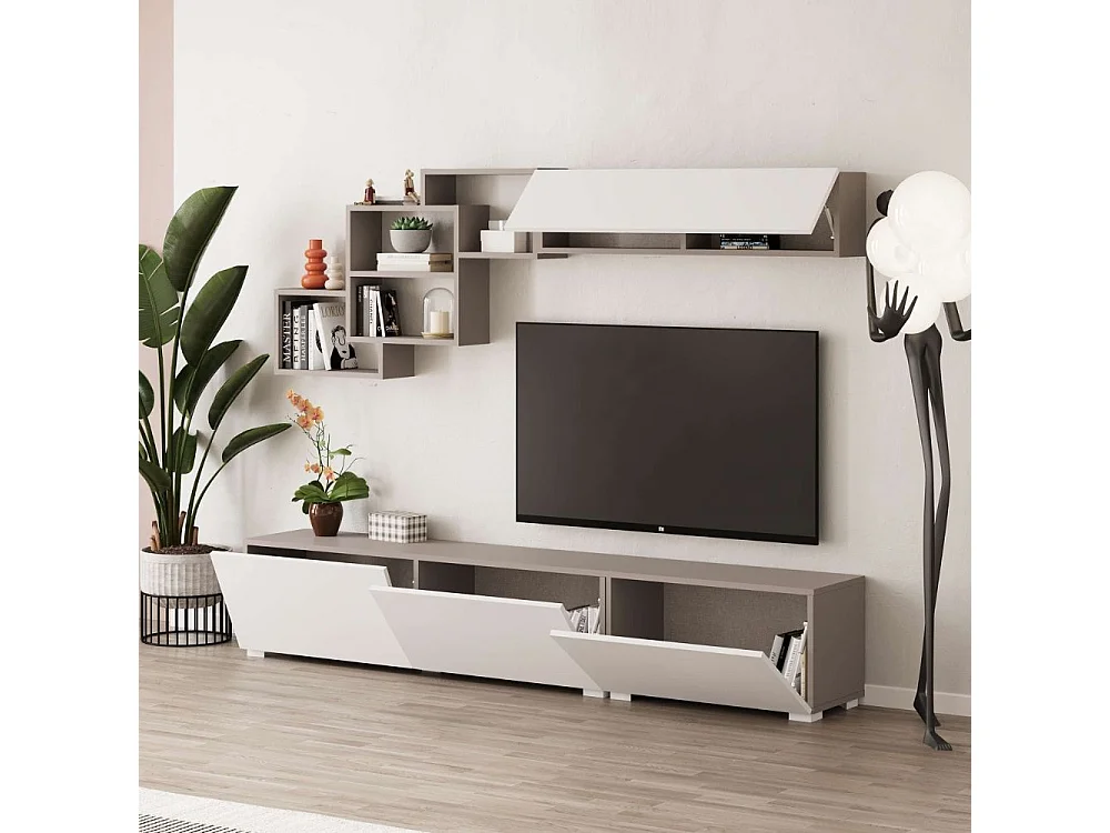 Parete attrezzata colore bianco e tortora Free 210x35x39H