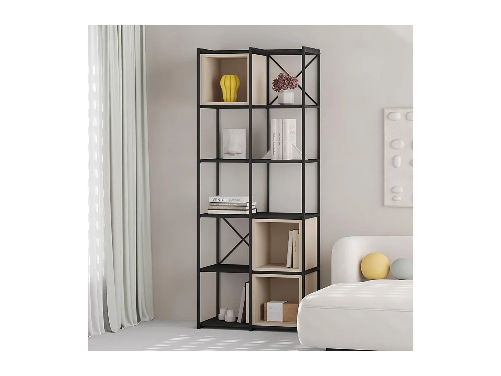Libreria Vale Midi struttura in metallo nero e cubotti colore cashmere 70.7x39x179H – Geometria e stile industriale