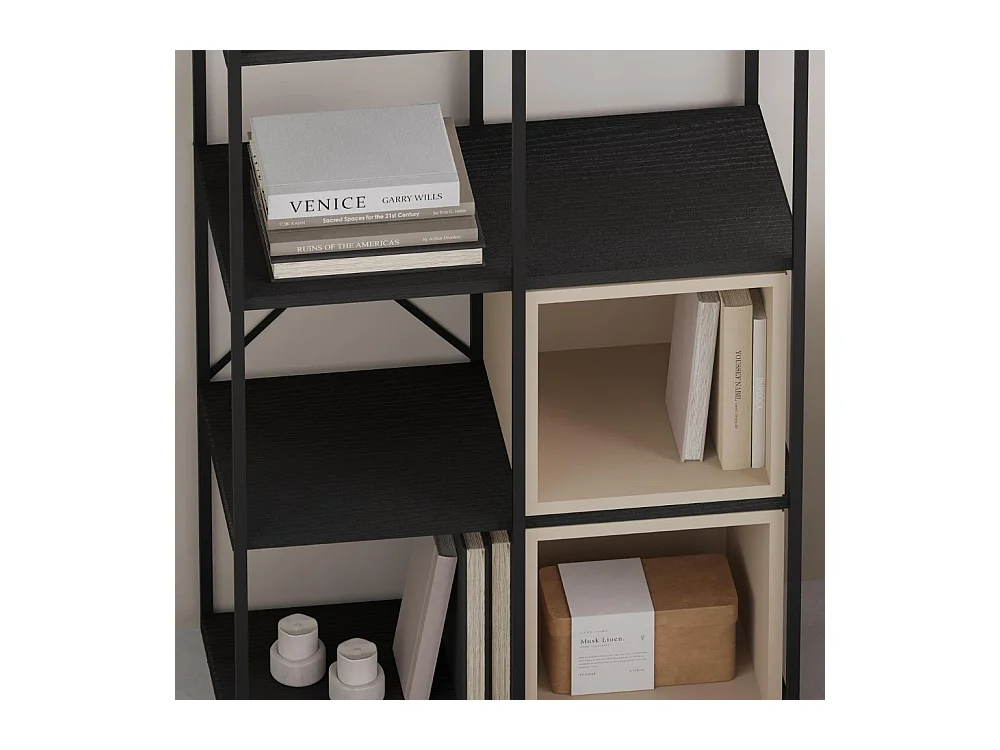 Libreria Vale Midi struttura in metallo nero e cubotti colore cashmere 70.7x39x179H – Geometria e stile industriale