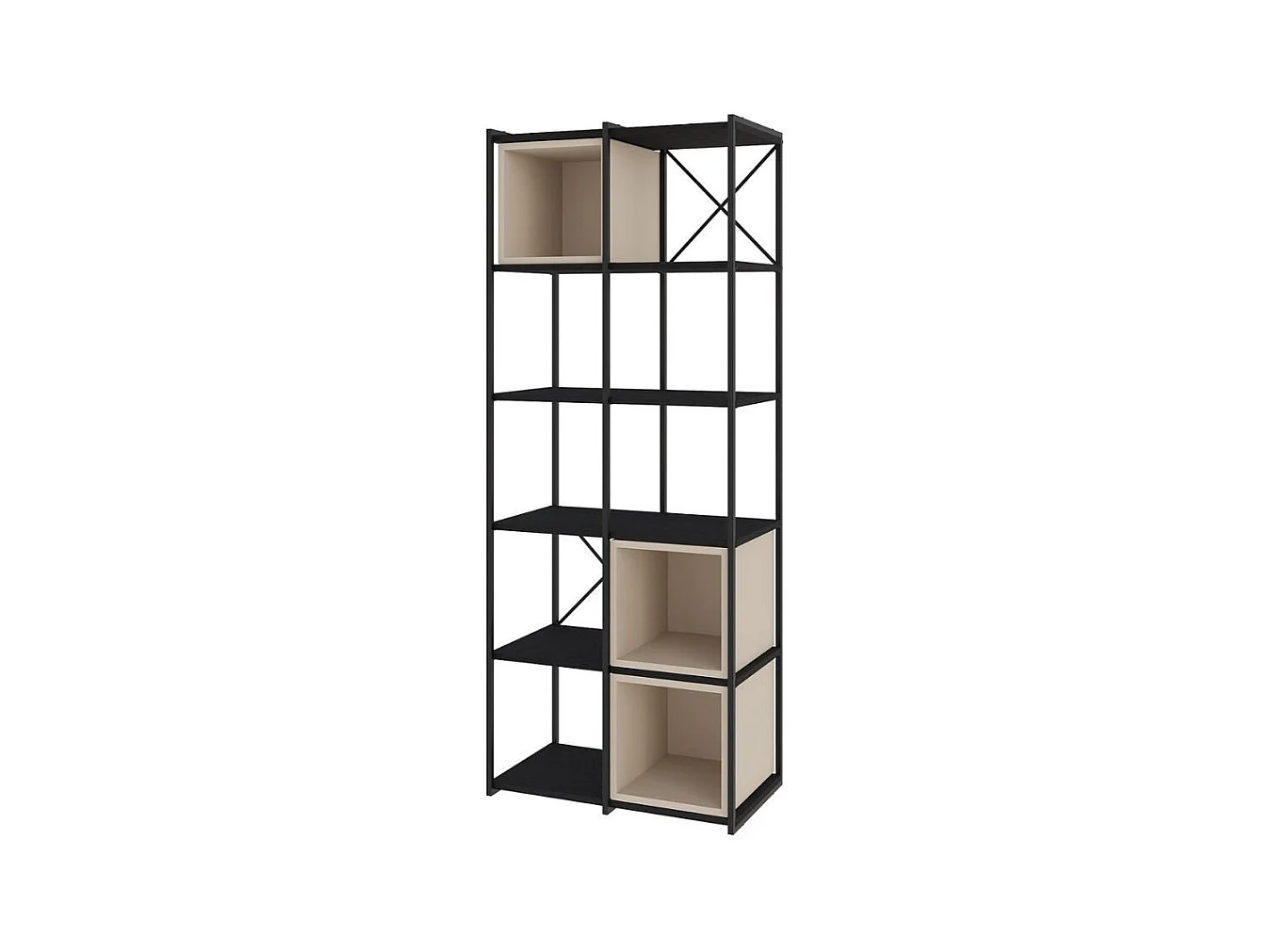 Libreria Vale Midi struttura in metallo nero e cubotti colore cashmere 70.7x39x179H – Geometria e stile industriale