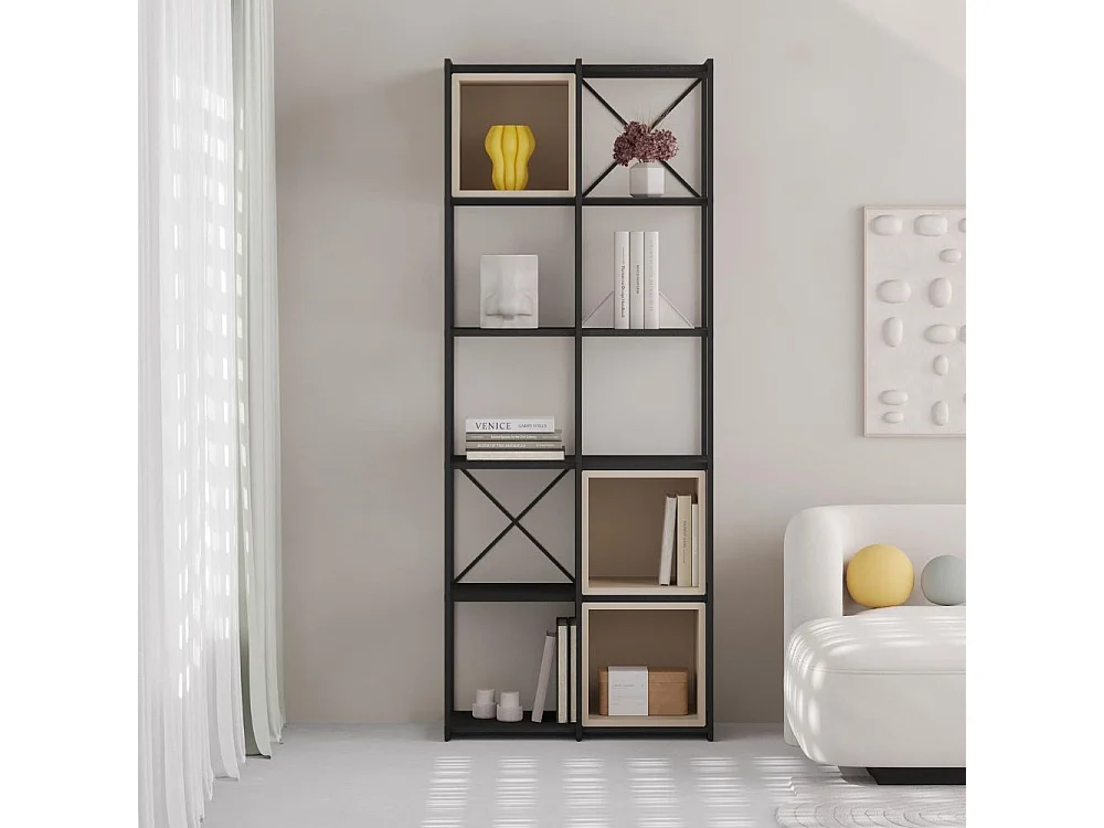 Libreria Vale Midi struttura in metallo nero e cubotti colore cashmere 70.7x39x179H – Geometria e stile industriale