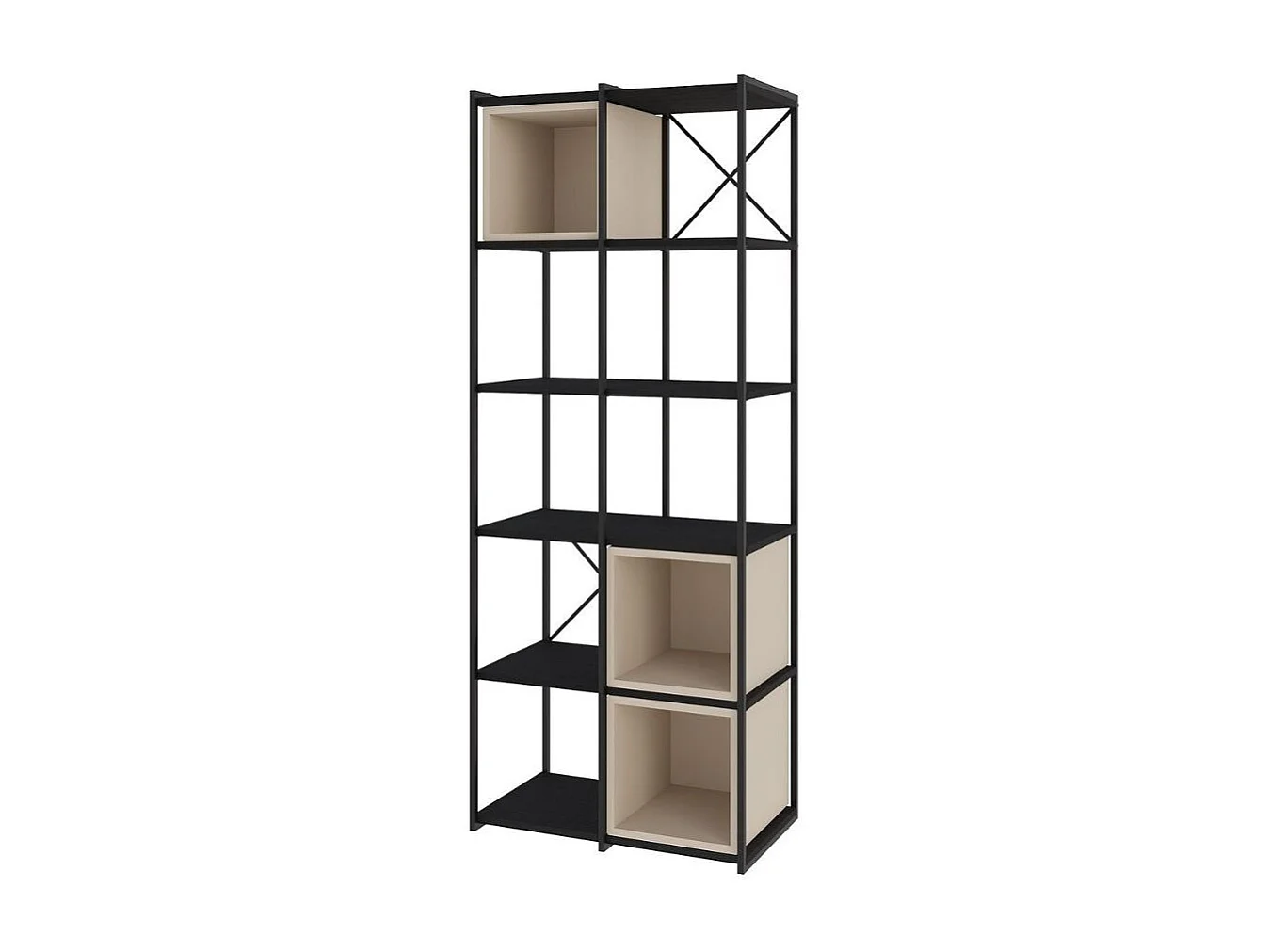 Libreria Vale Midi struttura in metallo nero e cubotti colore cashmere 70.7x39x179H – Geometria e stile industriale