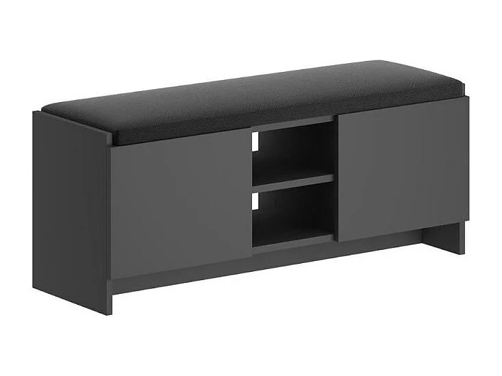 Panca scarpiera colore antracite Zulla con cuscino e 2 ante