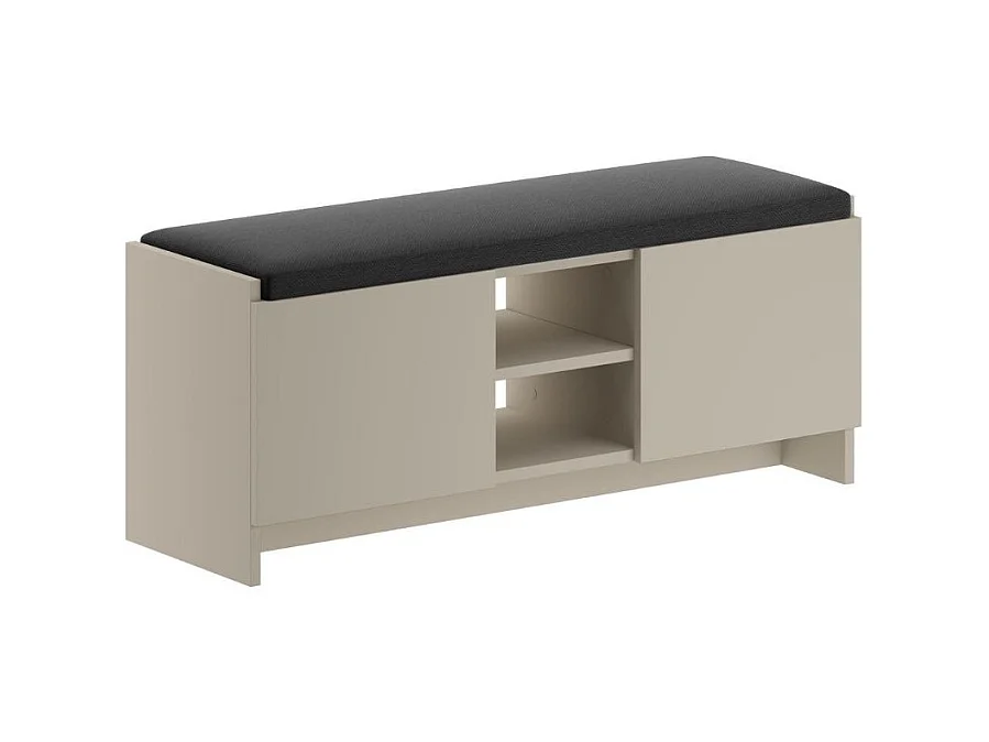 Panca scarpiera colore cashmere Zulla con cuscino e 2 ante