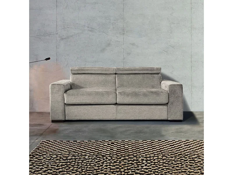 Divano letto 3 posti Era in tessuto tortora con materasso memory 210x100x110H