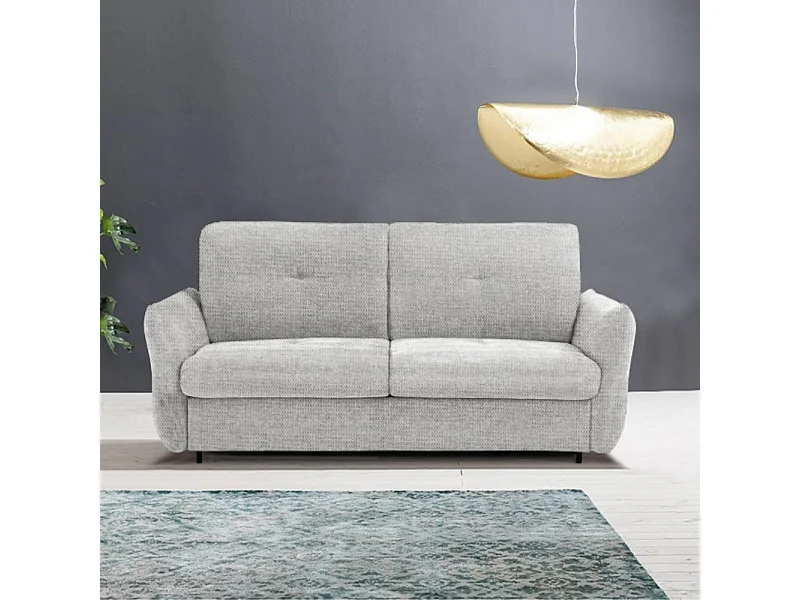Divano letto 3 posti Marea tessuto grigio chiaro 205x100x102H materasso 20 cm.