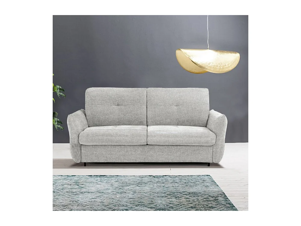 Divano letto 3 posti Marea tessuto grigio chiaro 205x100x102H materasso 20 cm.