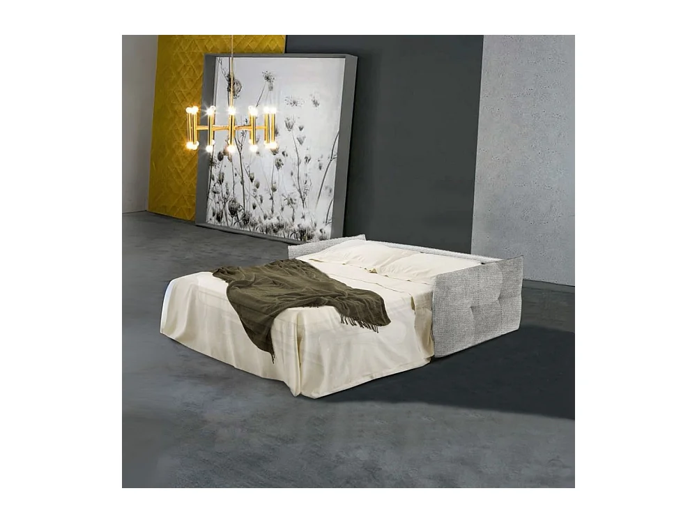 Divano letto 3 posti Marea tessuto grigio chiaro 205x100x102H materasso 20 cm.