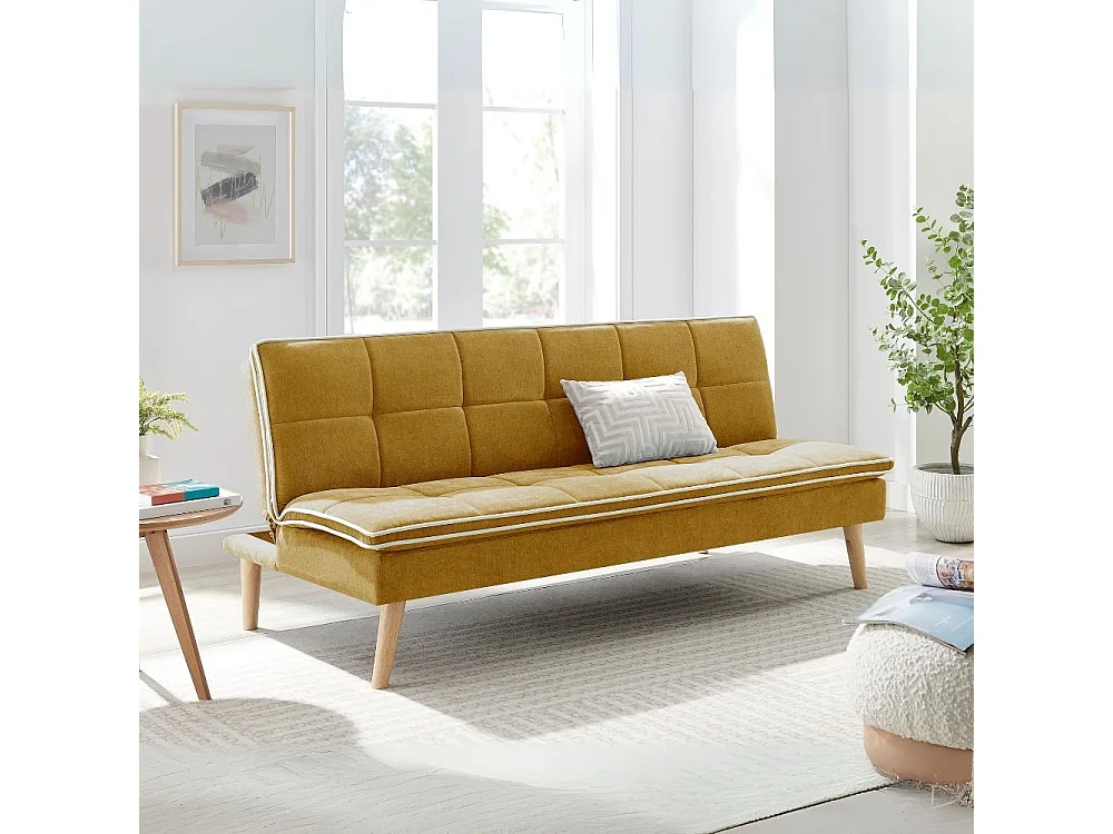 Divano letto Lunaria 3 posti colore senape design moderno 182x88x80HE