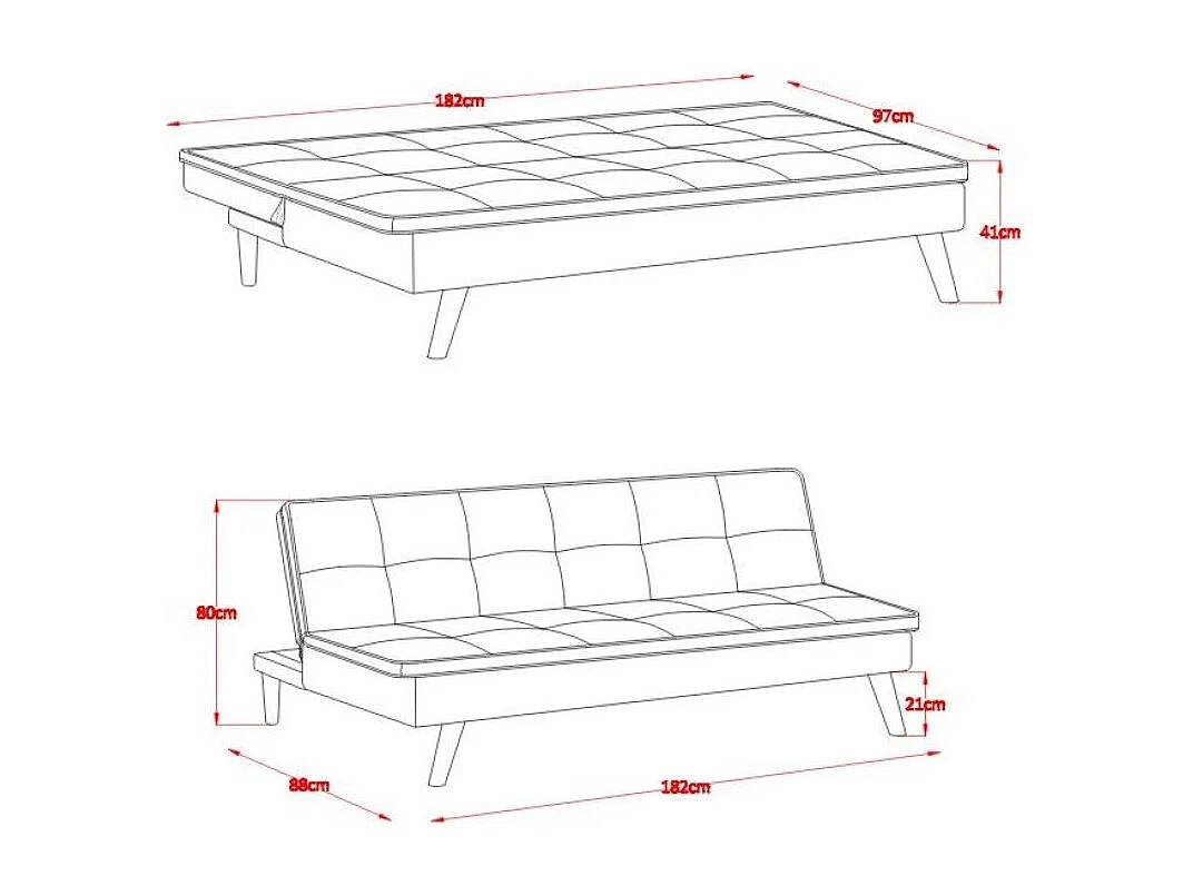 Divano letto Lunaria 3 posti colore senape design moderno 182x88x80HE