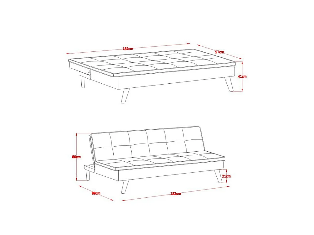 Divano letto Lunaria 3 posti colore senape design moderno 182x88x80HE