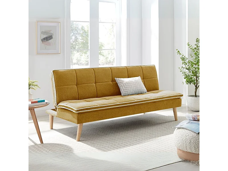 Divano letto Lunaria 3 posti colore senape design moderno 182x88x80HE