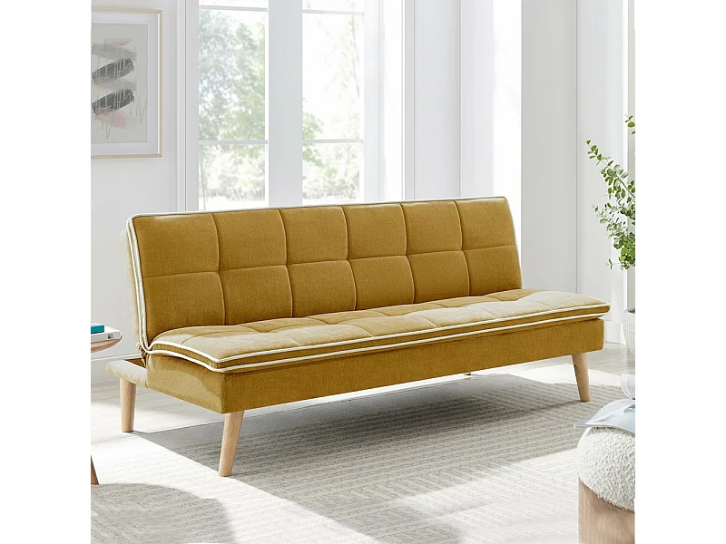 Divano letto Lunaria 3 posti colore senape design moderno 182x88x80HE