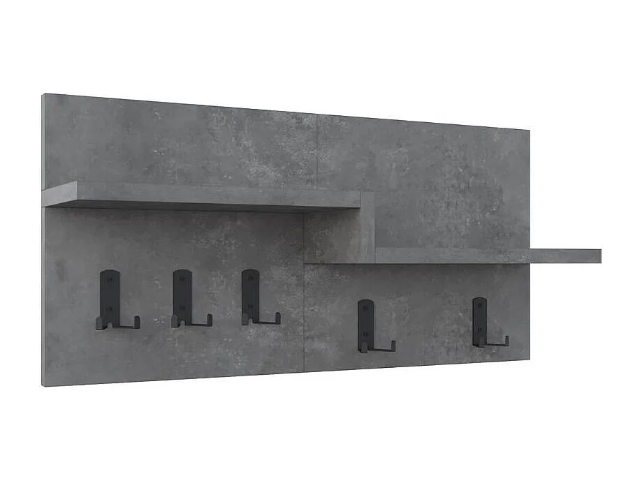 Appendiabiti a muro Harmon con mensole e 5 ganci – Design Funzionale in Stile Retro Grey