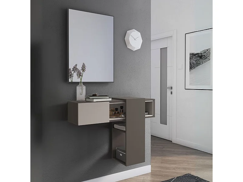Mobile ingresso sospeso Mog grigio cobalto e cashmere con specchio