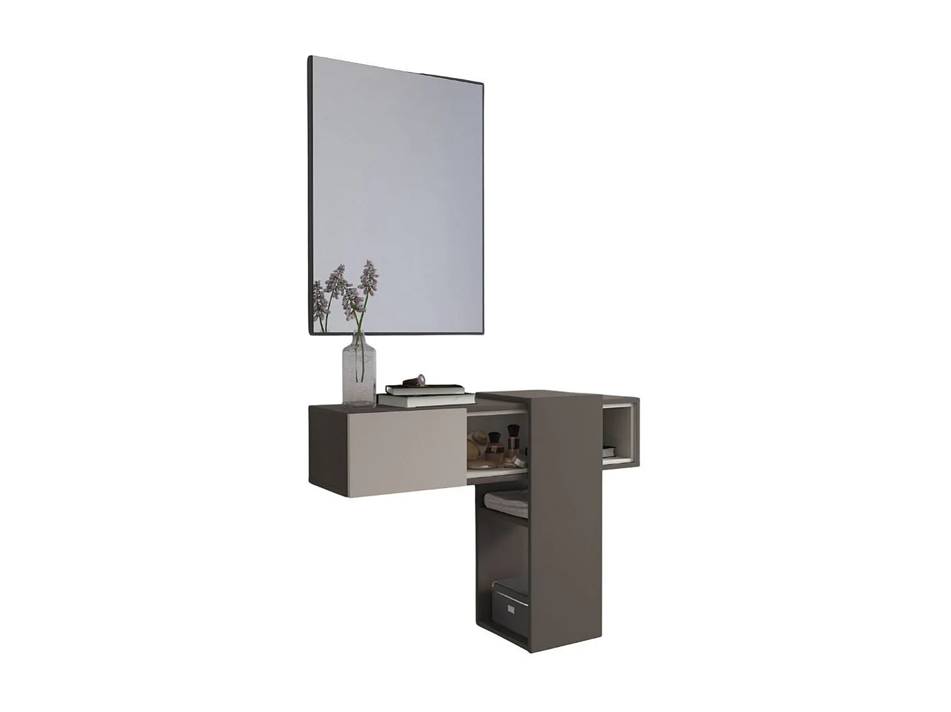 Mobile ingresso sospeso Mog grigio cobalto e cashmere con specchio