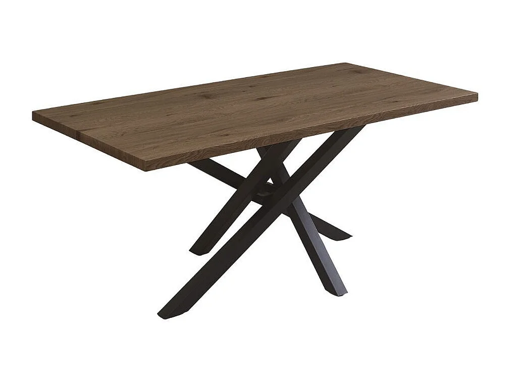 Tavolo fisso Ronan con piano in rovere anticato e gambe in metallo nero 180x90x76H