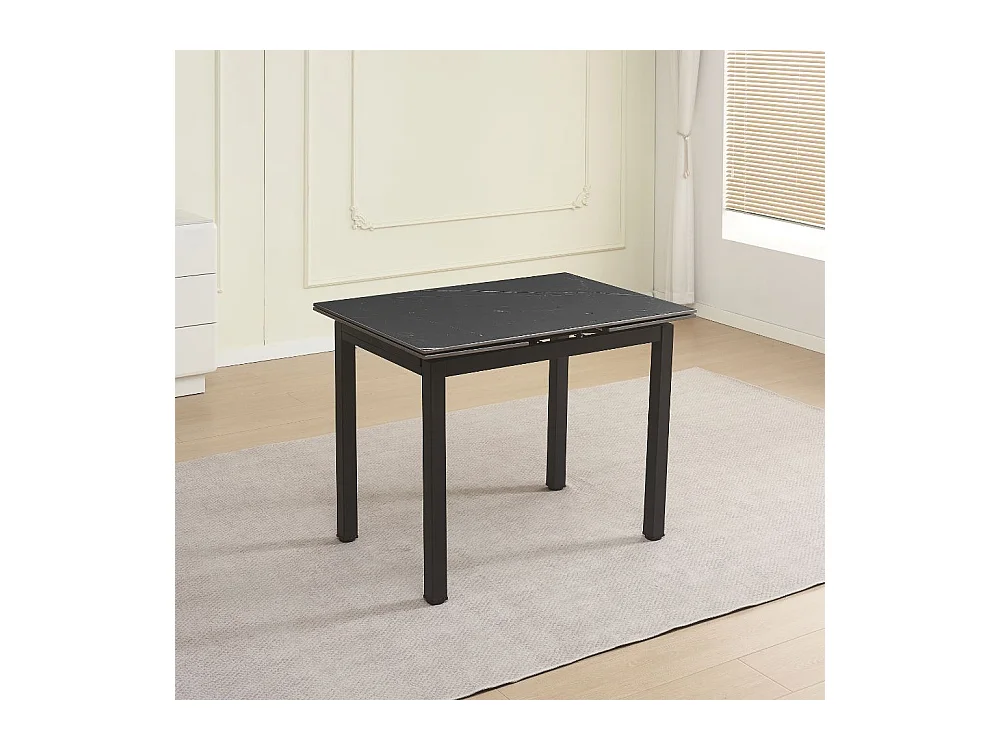 Tavolo allungabile Kyoto con piano in ceramica marmo nero ardesia e struttura in metallo nero 100x70x75H