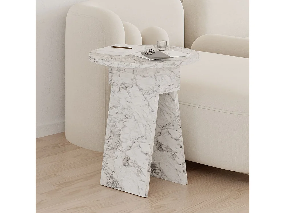 Tavolino da salotto Chen effetto marmo carrara bianco – Eleganza minimalista per ogni ambiente