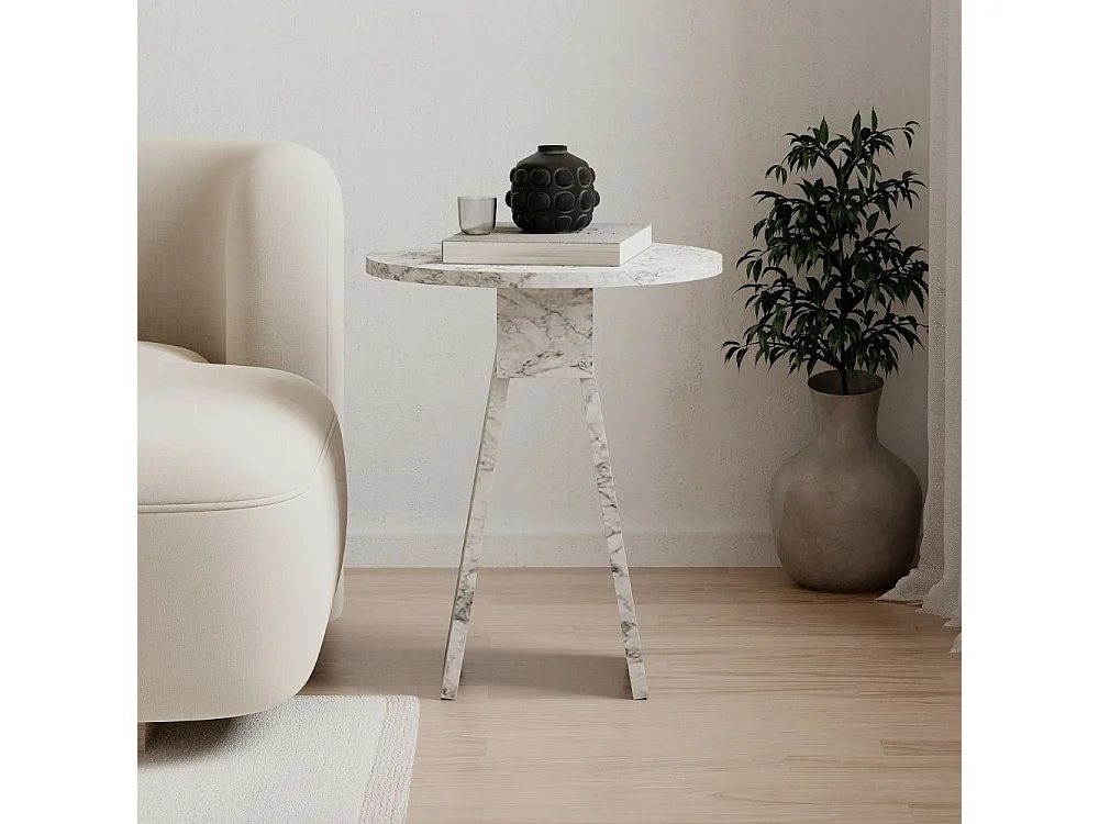 Tavolino da salotto Chen effetto marmo carrara bianco – Eleganza minimalista per ogni ambiente