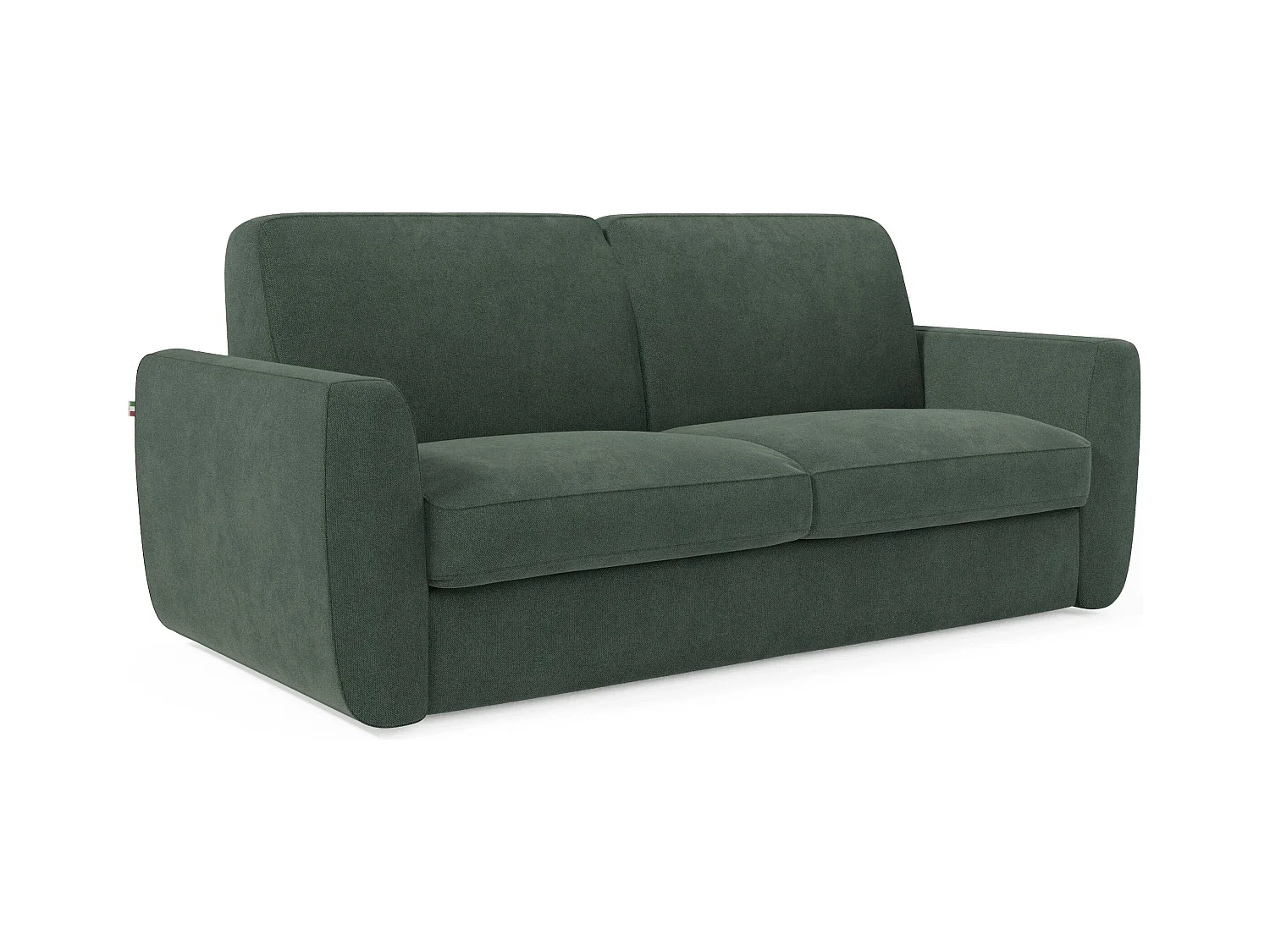 Leonida Canapé convertible déhoussable et matelas H18 cm - coffre à oreiller détachable 222 cm vert