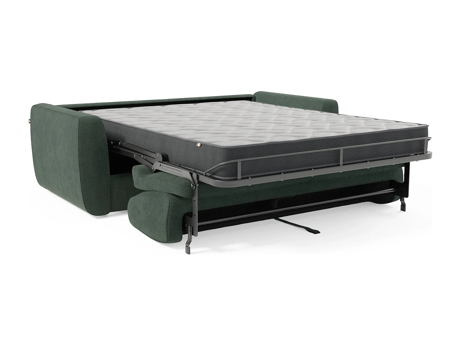 Leonida Divano letto sfoderabile e materasso H18 cm - vano portaguanciali in tessuto Smacchiabile T23 202 cm verde