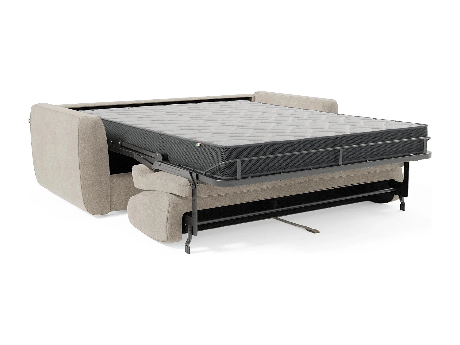 Leonida Divano letto sfoderabile e materasso H18 cm - vano portaguanciali in tessuto Smacchiabile T23 222 cm panna